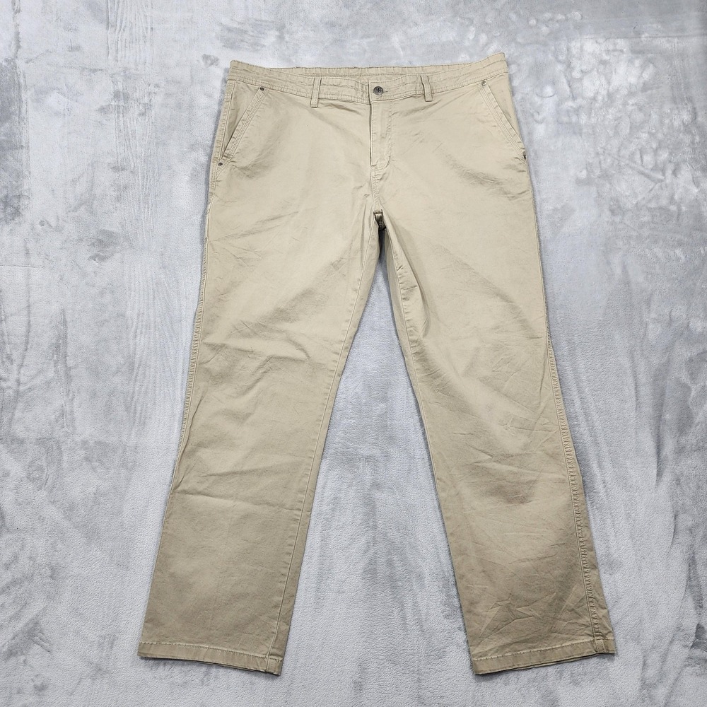 Swiss Tech Pants Mens 42x32 Beige‎ Regular Fit Straight Canvas Khaki Stretch